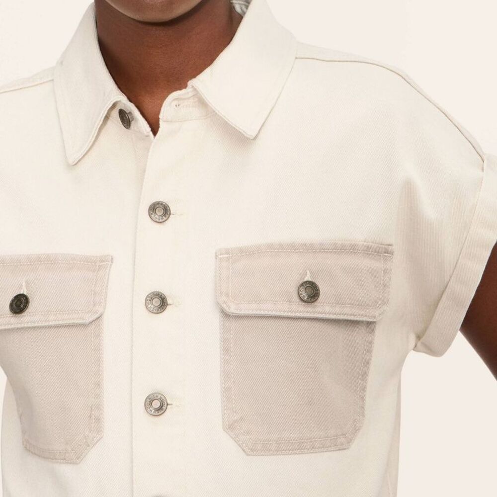 Woolrich Two-Tone Cream and Beige Utility Jumpsuit - Picture 4 of 4